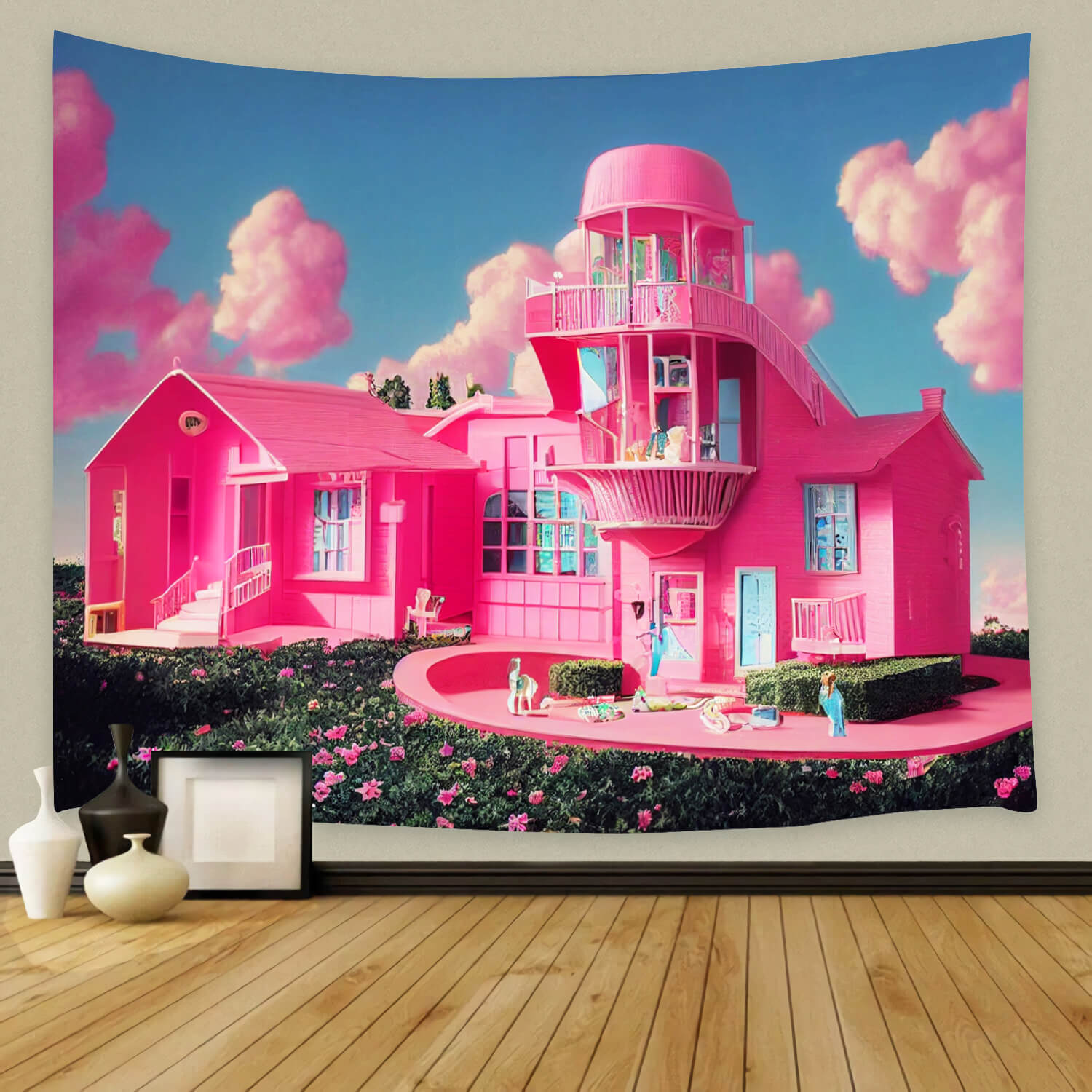 Toile de Fond pour Maison de Poupée Fantaisie Rose M8-40