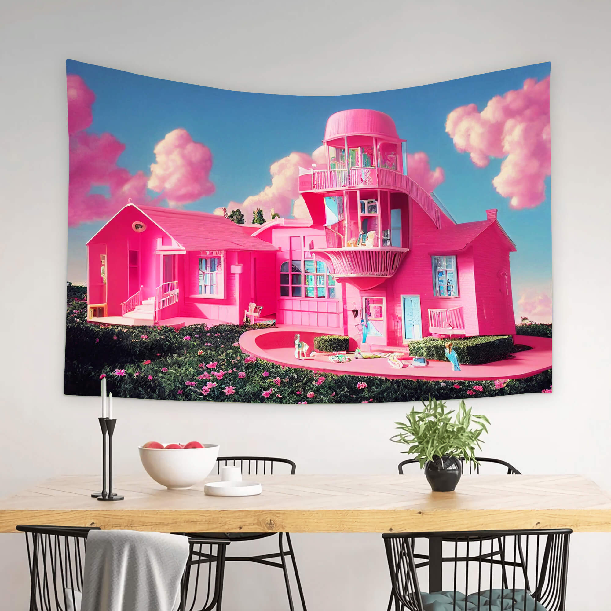 Toile de Fond pour Maison de Poupée Fantaisie Rose M8-40