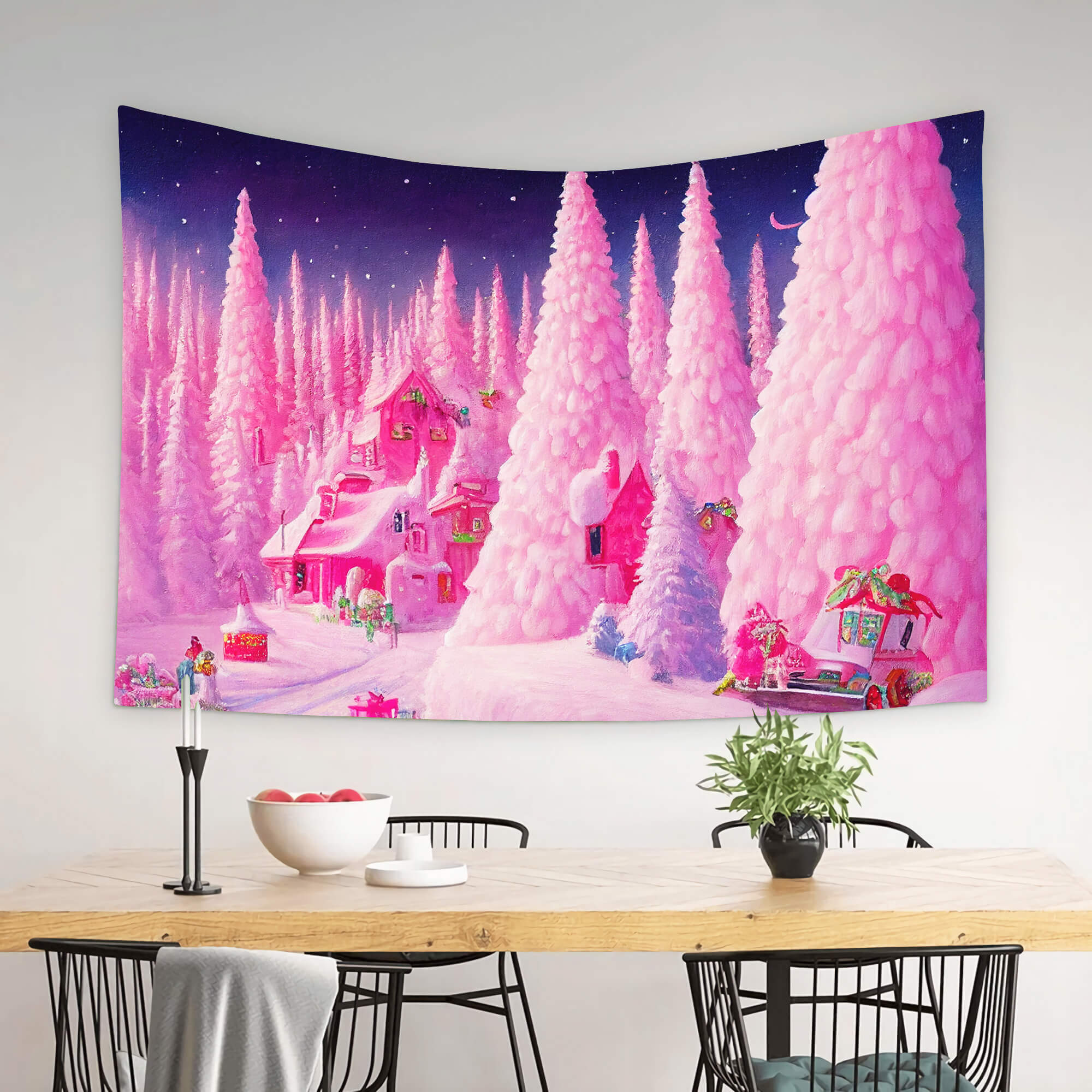 Toile de Fond pour Maison en Pain d'Epice Rose de Rêve M8-41