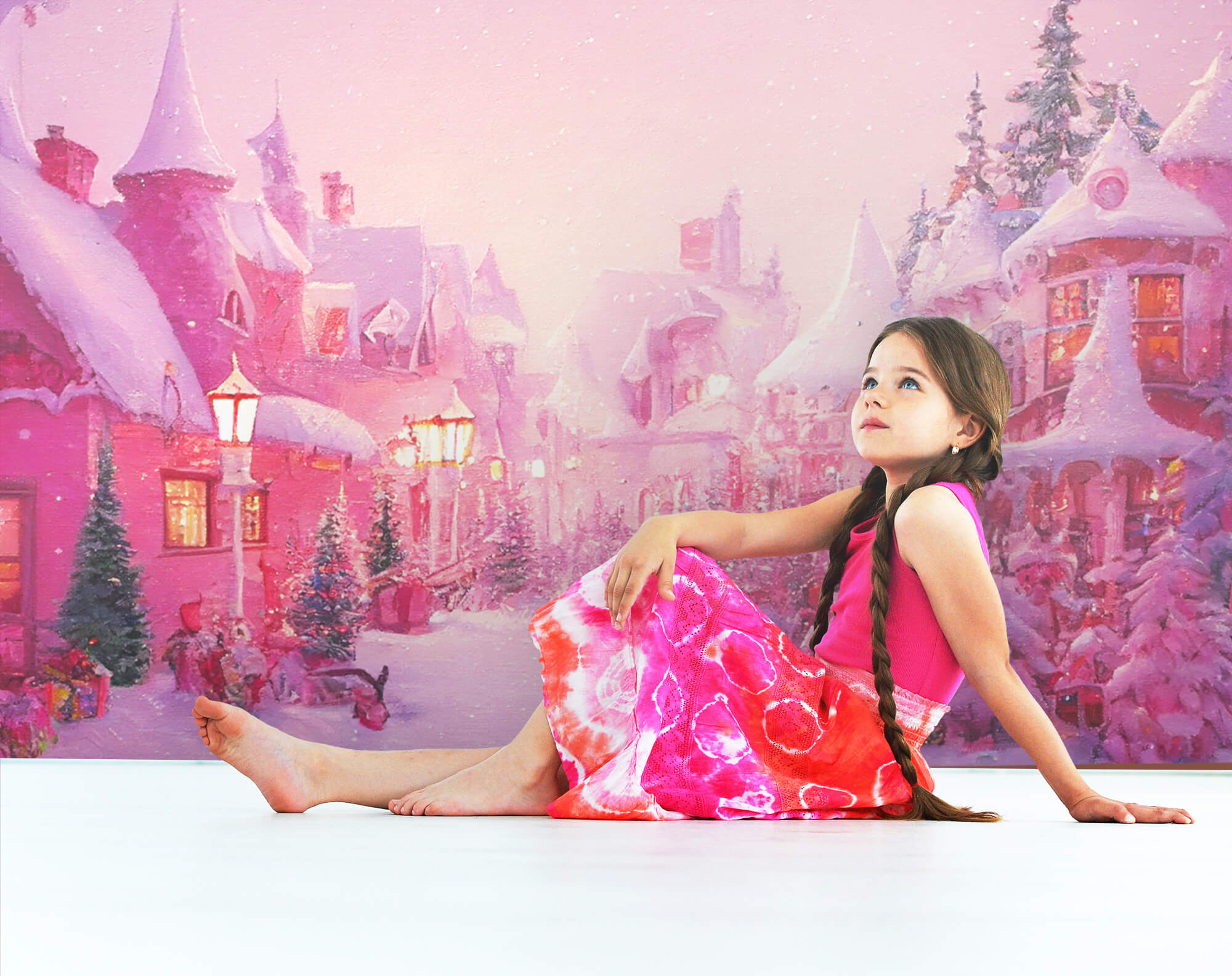 Toile de Fond pour la Ville de Noël Rose M8-42