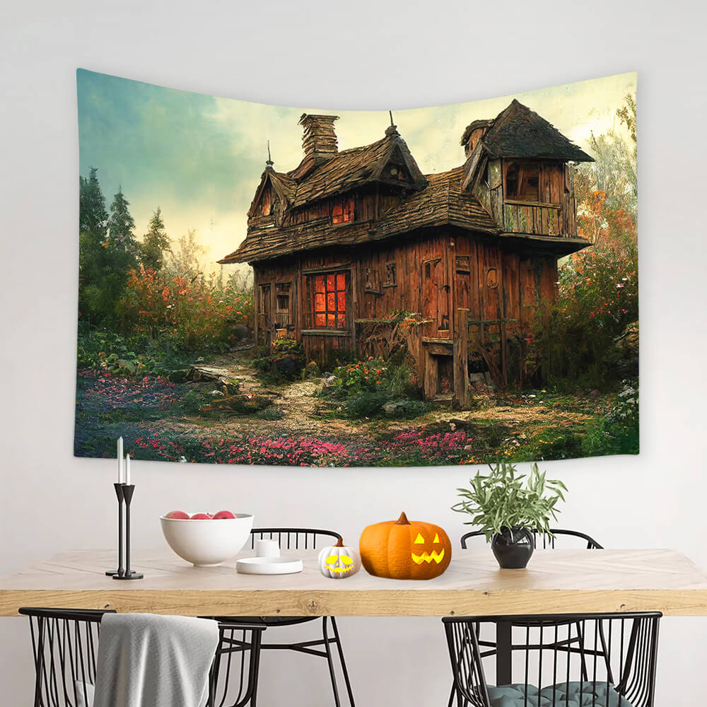 Toile de Fond Cabane Forêt Paysage M8-45