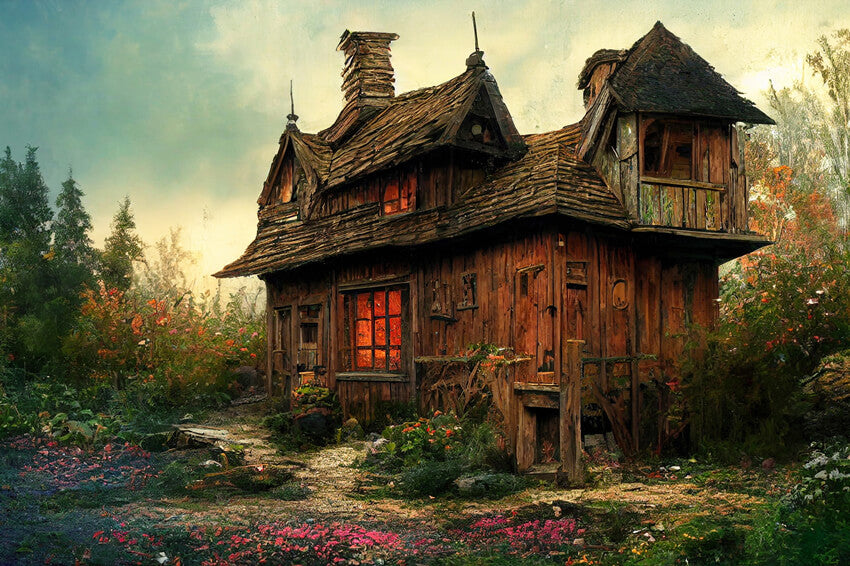 Toile de Fond Cabane Forêt Paysage M8-45
