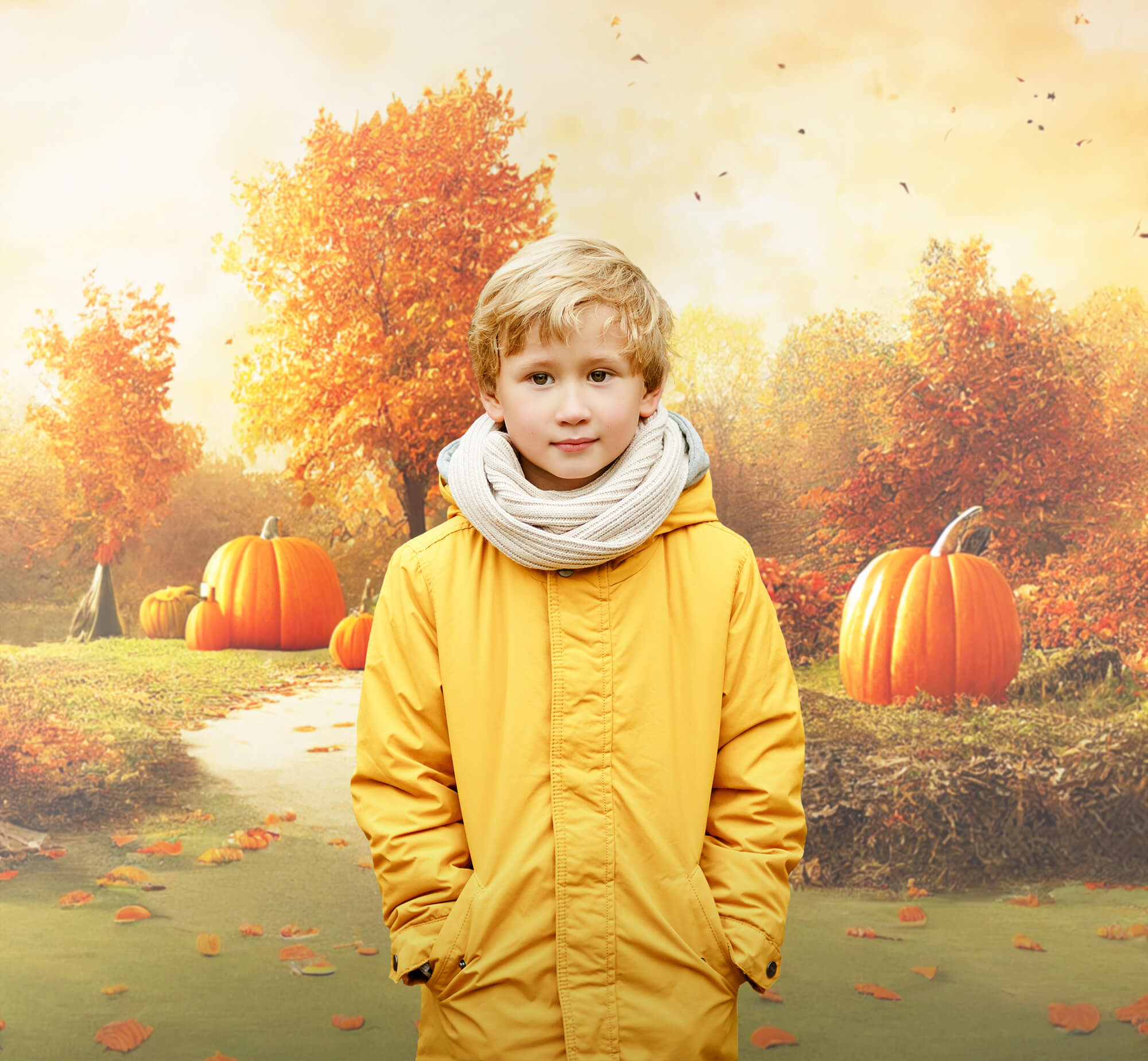 Toile de Fond Automne Citrouilles pour Photo M8-46