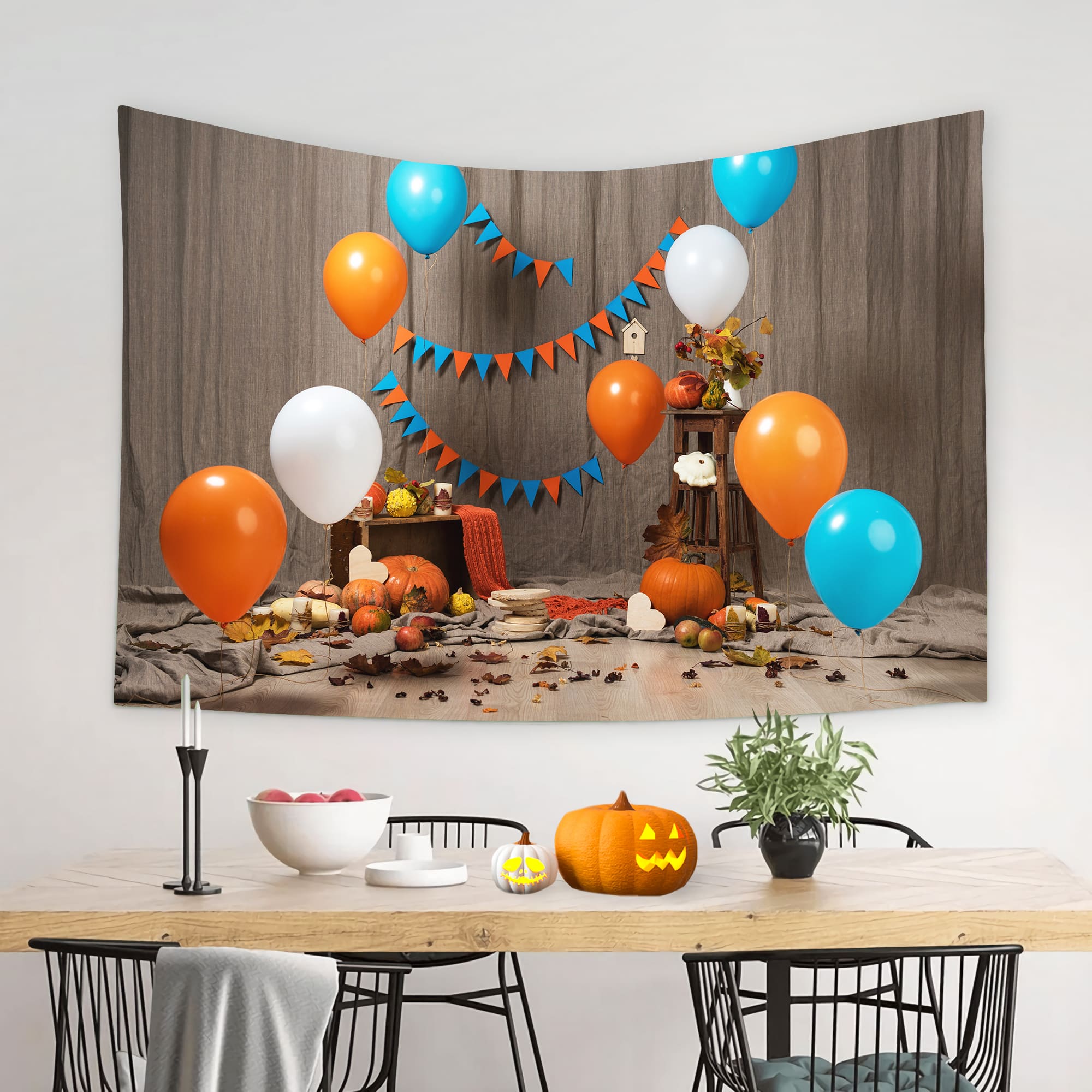 Toile de Fond Colorés Bannière Citrouille Automne M8-50
