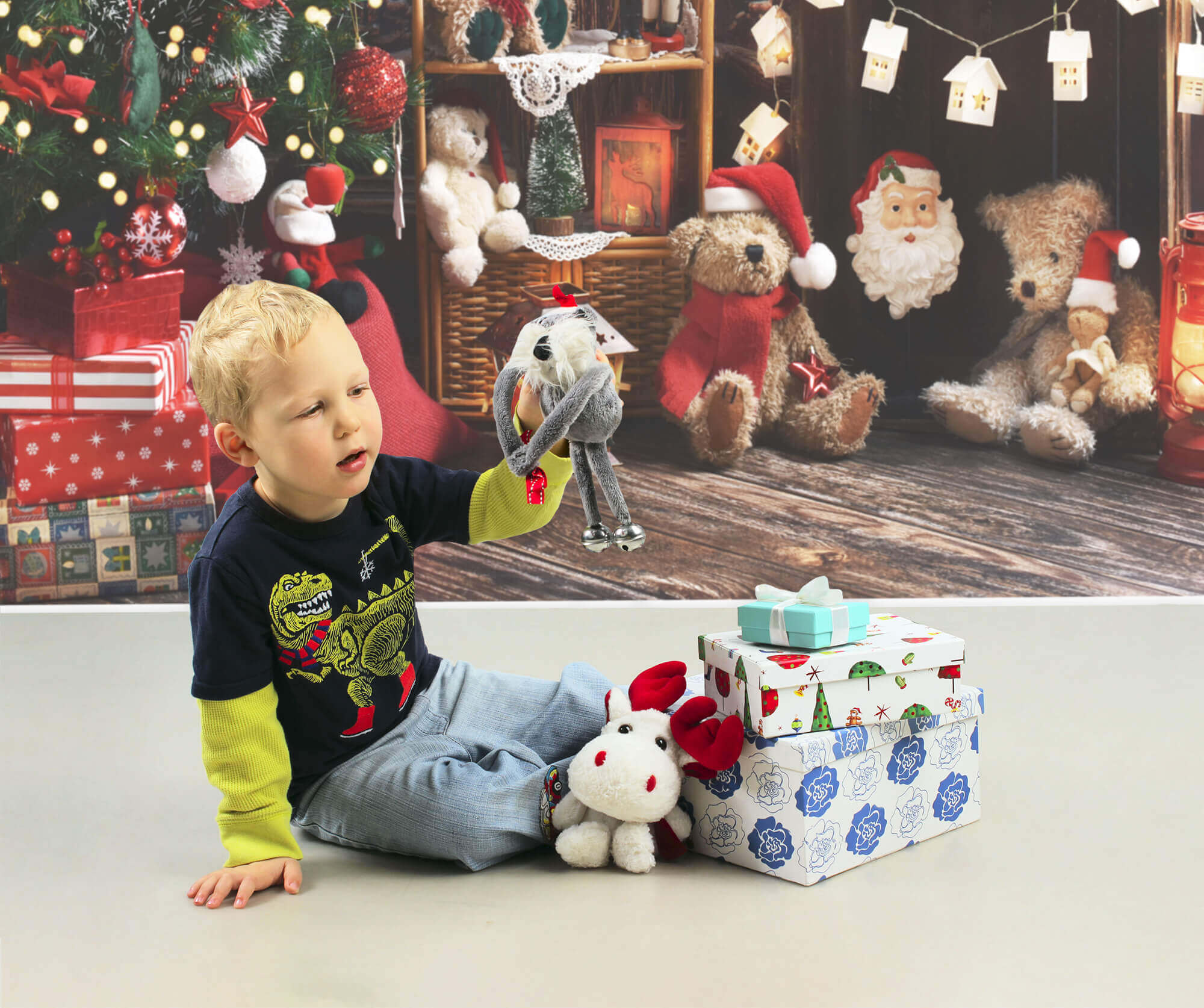 Toile de Fond Arbre de Noël Décoration Oursons M8-61