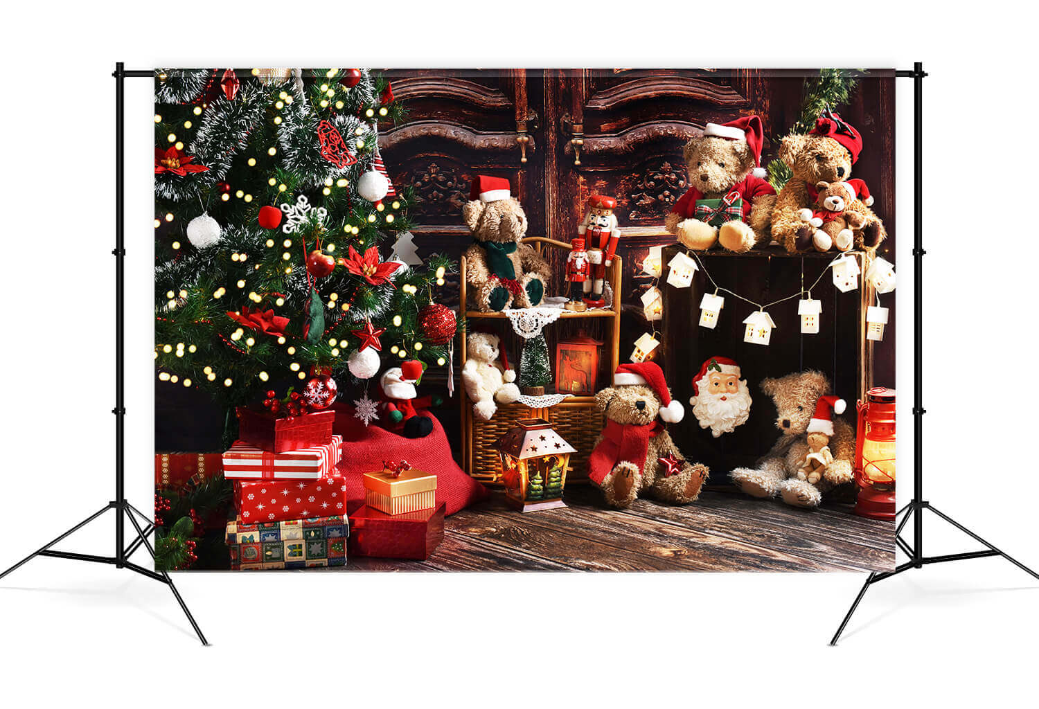 Toile de Fond Arbre de Noël Décoration Oursons M8-61