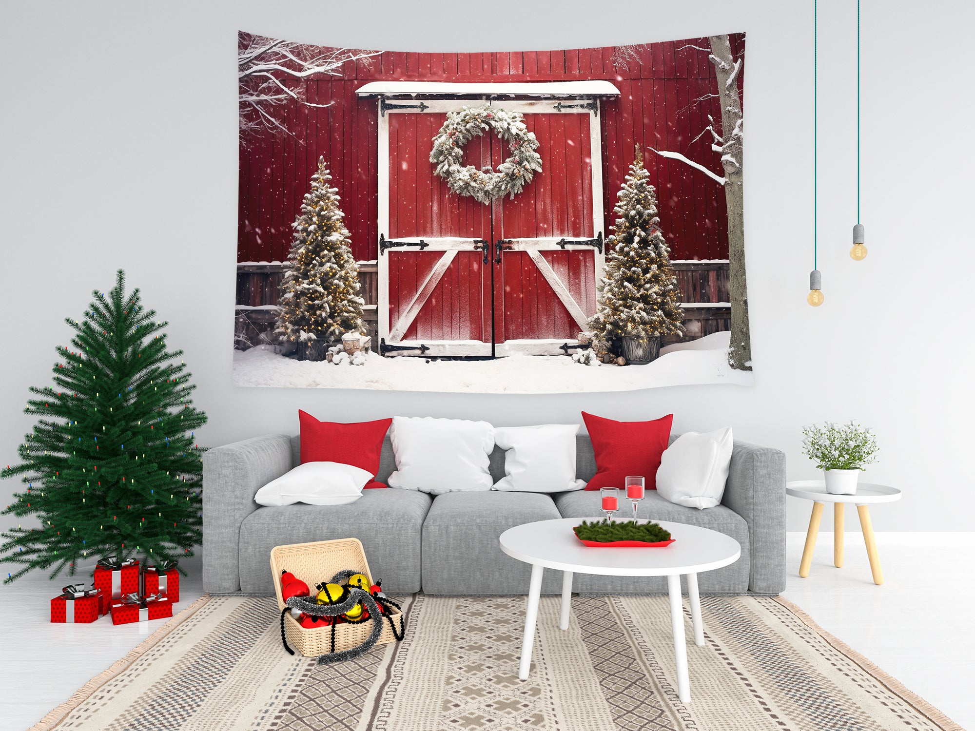 Tapisserie de Noël de la Grange Rouge Décor Festival Cadeau T-M8-64