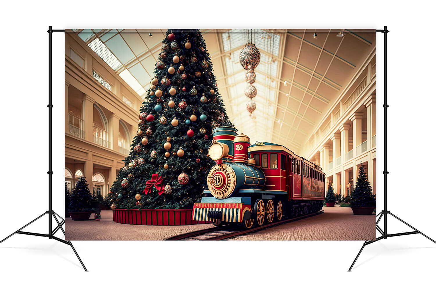 Toile de Fond Grand Sapin de Noël Petit Train M8-68