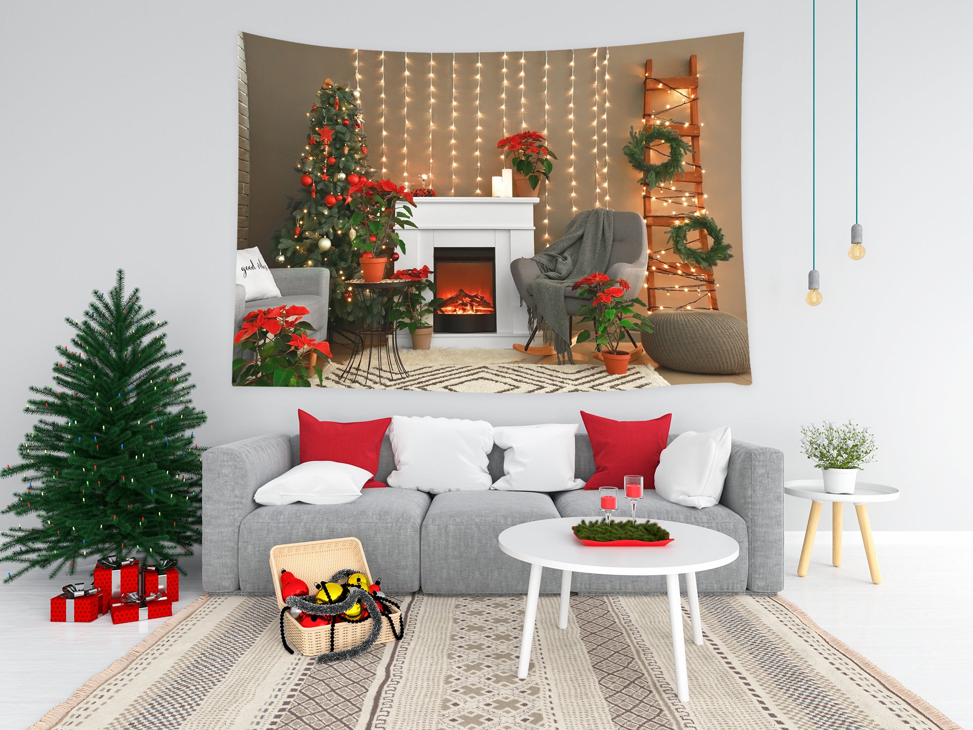 Tapisserie de Noël pour cheminée Décoration murale T-M8-69