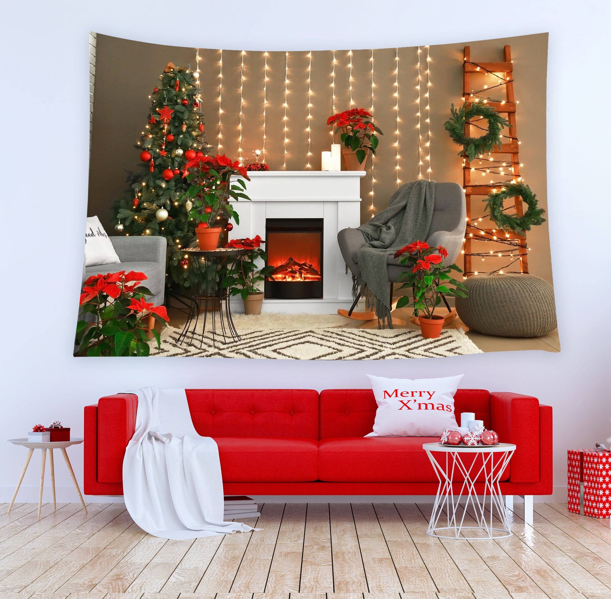 Tapisserie de Noël pour cheminée Décoration murale T-M8-69