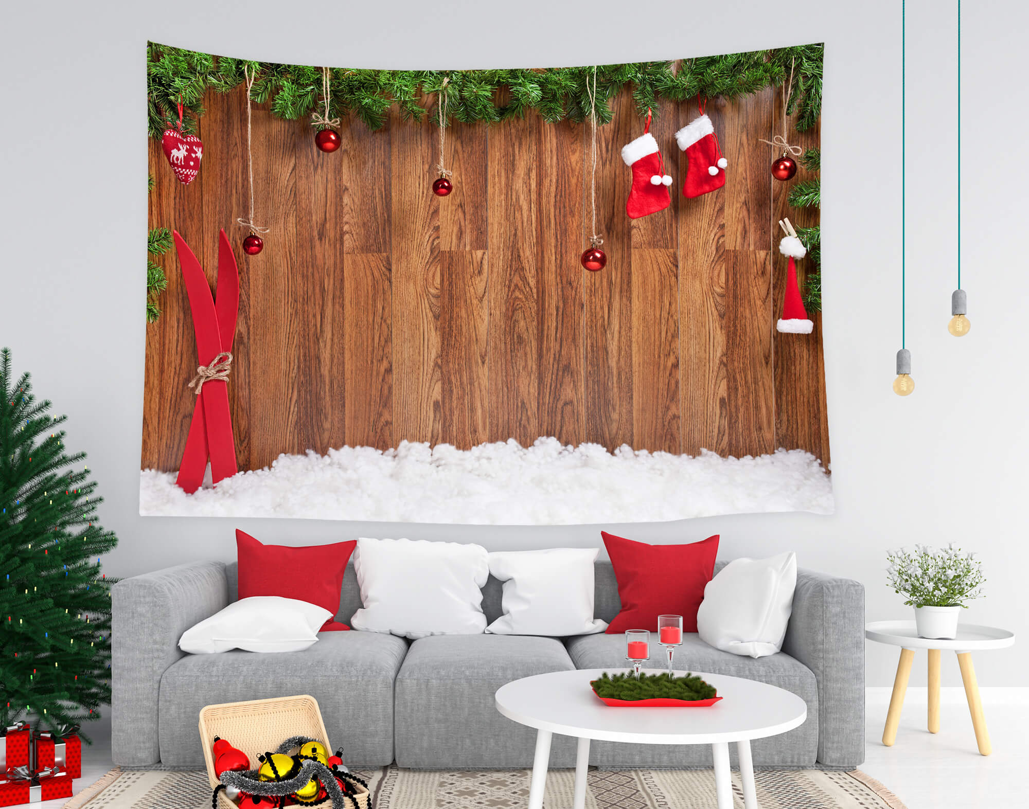 Toile de Fond Bas de Noël Planche de Bois de Neige M9-04