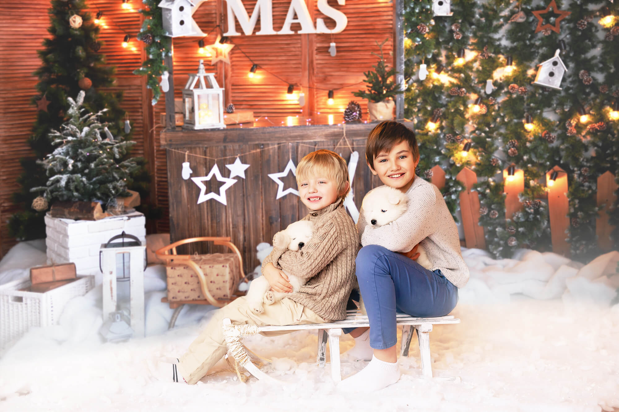 Toile de Rond Magasin de Noël Neige Hivernale pour la photographie M9-06