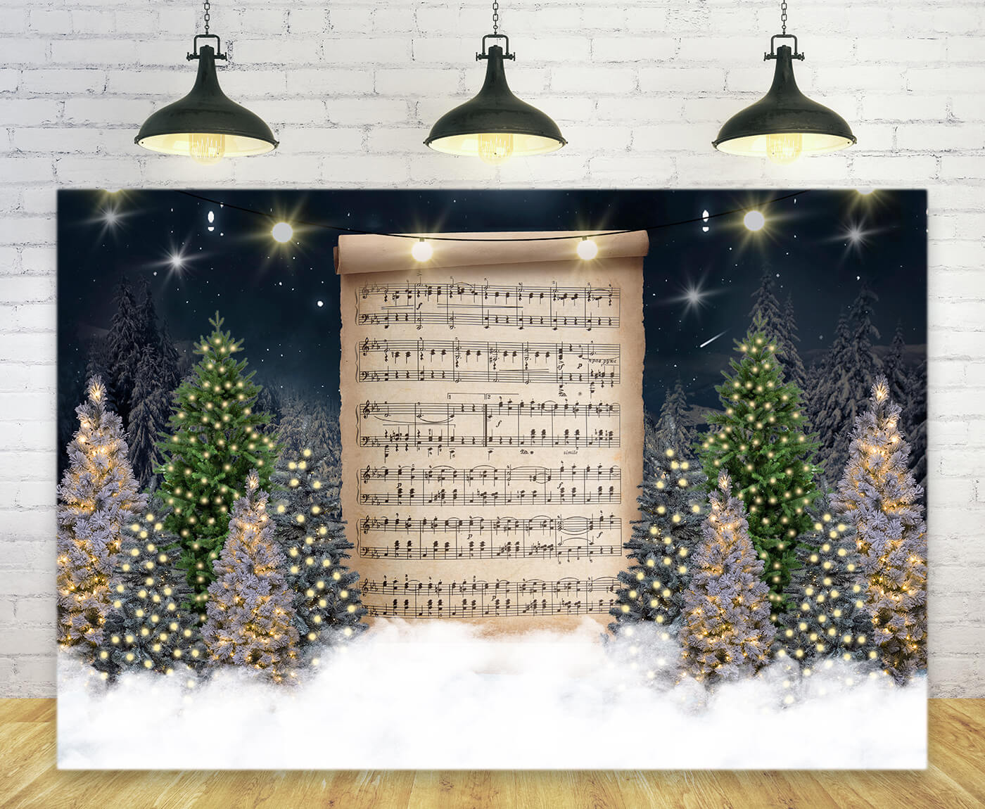 Toile de fond Arbre de Noël Notation de chansons photographique M9-17