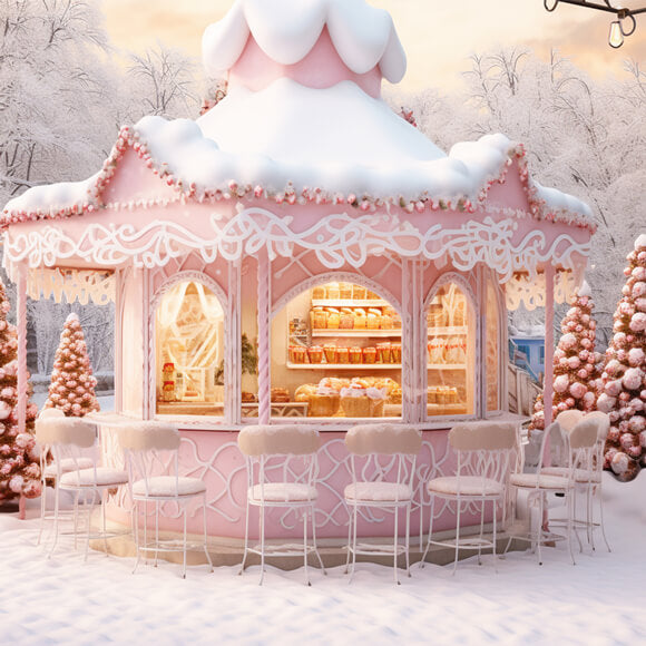 Toile de Fond de Magasin Rose de Bonbons de Noël M9-64