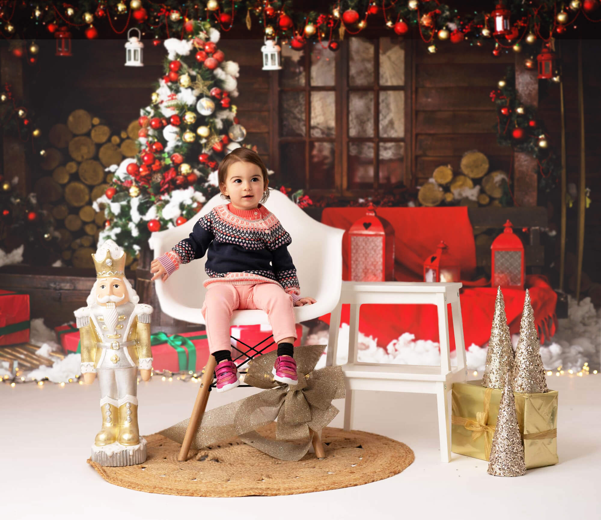 Toile de Fond pour Salle de Noël Décorée de Boîtes à Cadeaux M9-69