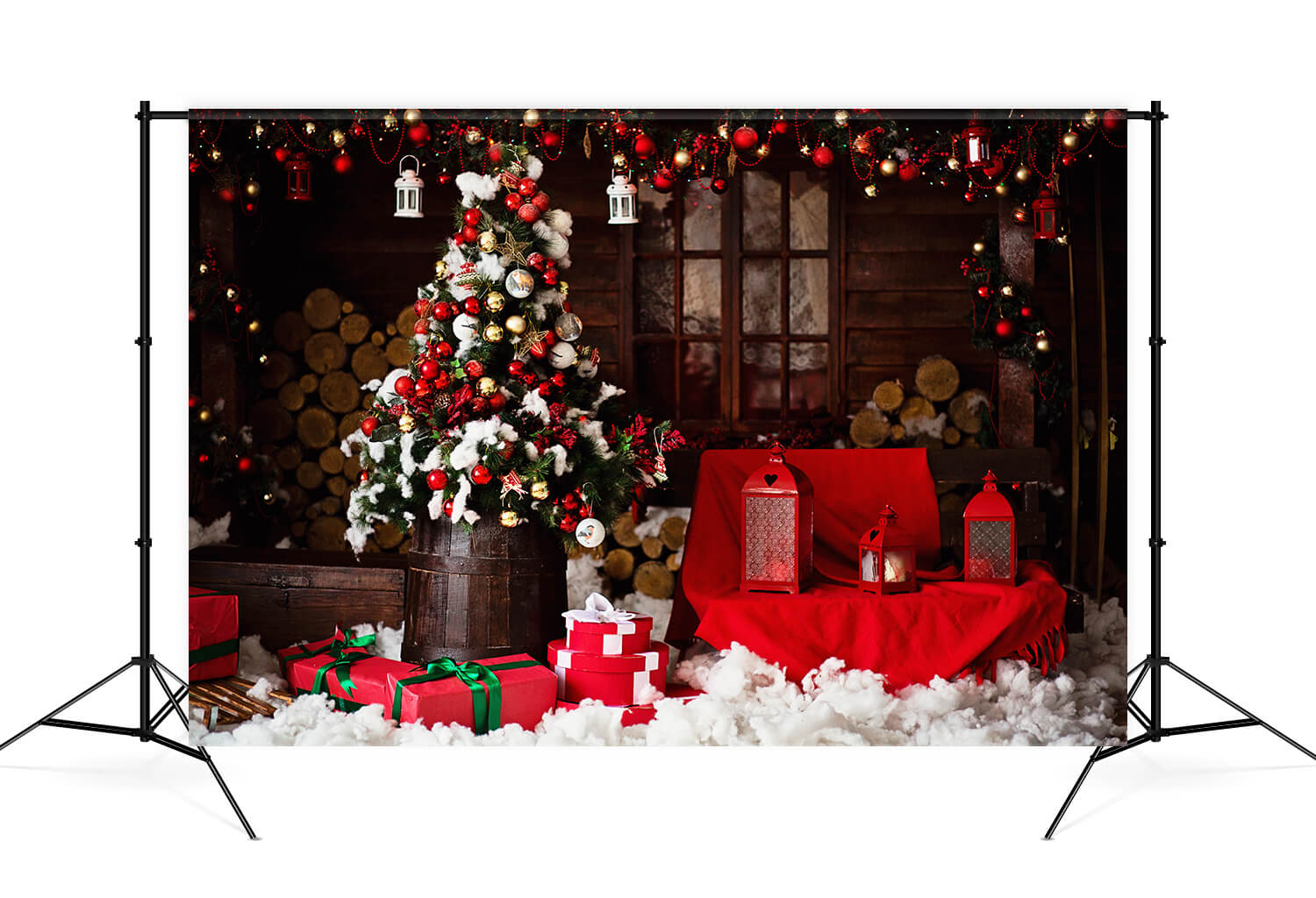 Toile de Fond pour Salle de Noël Décorée de Boîtes à Cadeaux M9-69