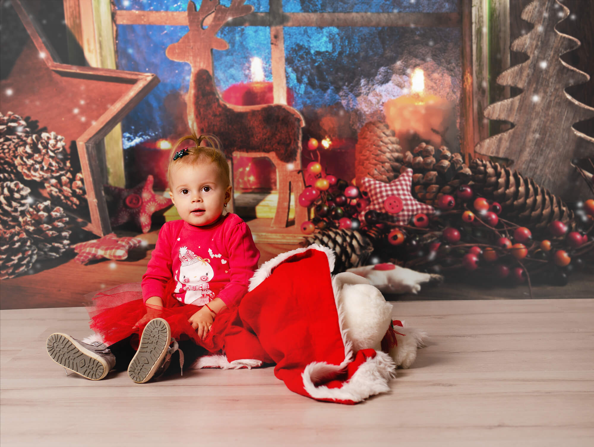 Toile de Fond de Fenêtre pour la Décoration de Noël M9-73
