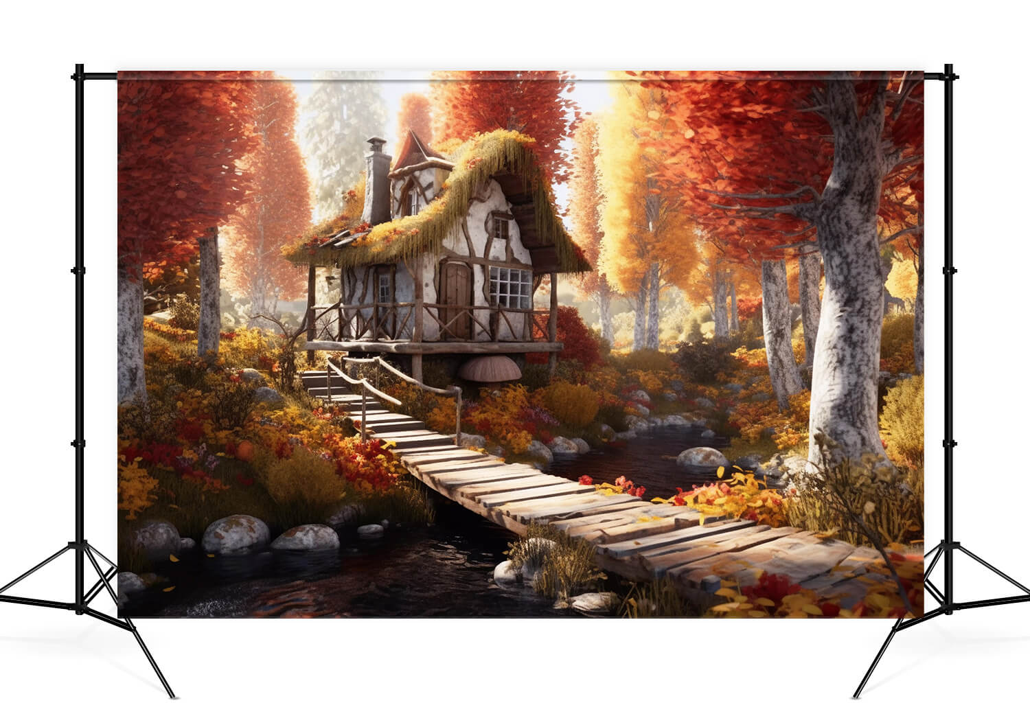 Toile de Fond Feuilles d'Erable d'Automne Forêt Cottage M9-86