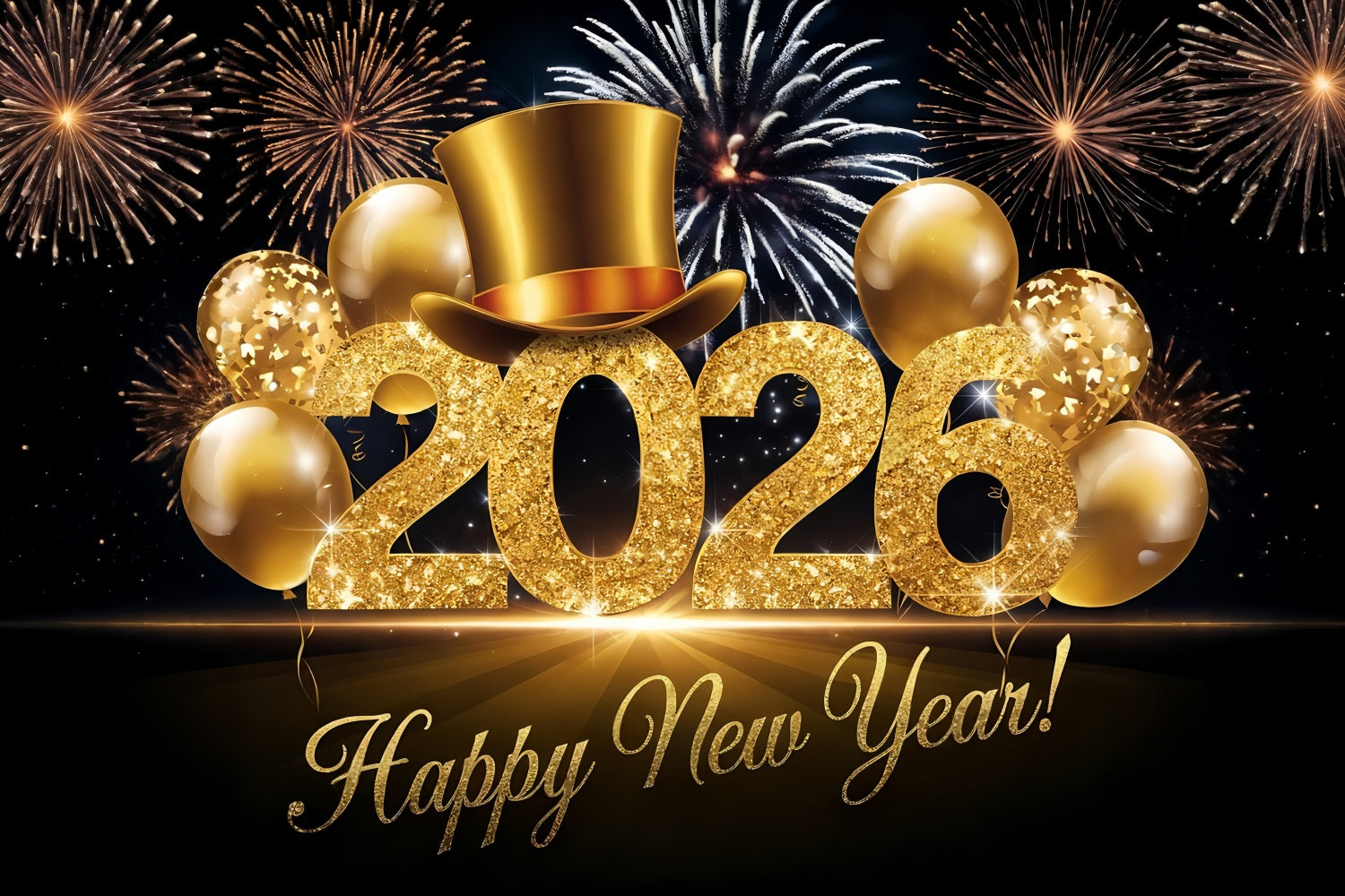 Joyeux Nouvel An Toile de fond photo Ballons scintillants Acclamations festives Toile de fond du Nouvel An MRR10-12