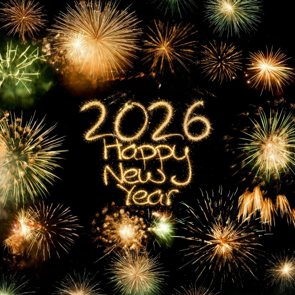 Fond « Bonne année 2026 » Feux d'artifice brillants Compte à rebours Éclats Fond pour le réveillon du Nouvel An MRR10-4