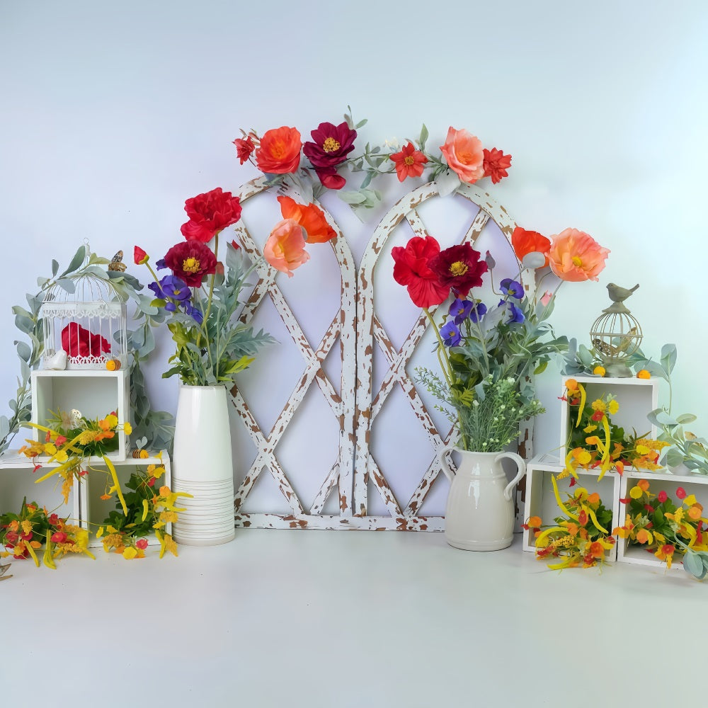 Fonds pour enfants Arche florale Cadres blancs Fond pour nouveau-né MRR10-44