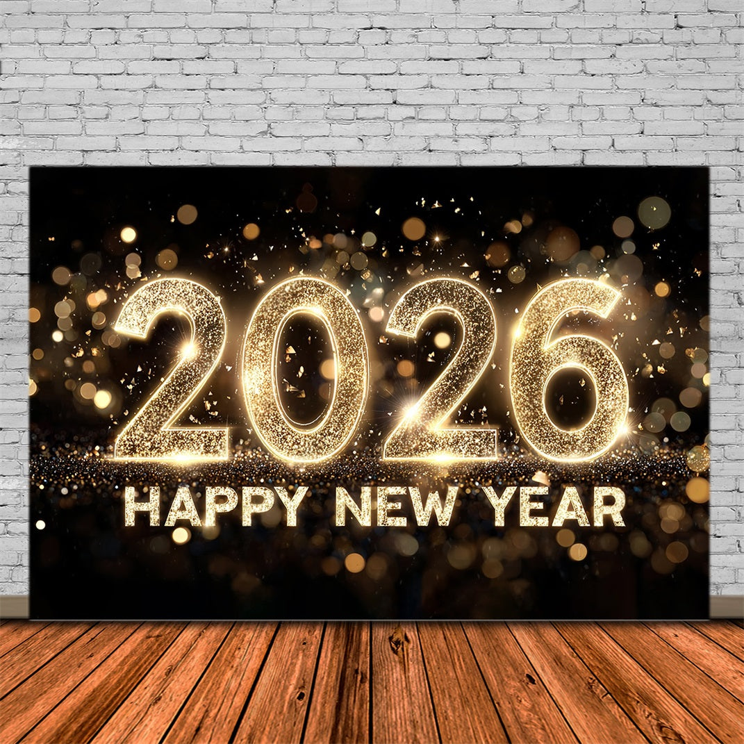 Fond « Bonne année » Paillettes dorées Célébration Chiffres Fond pour le Nouvel An MRR10-5