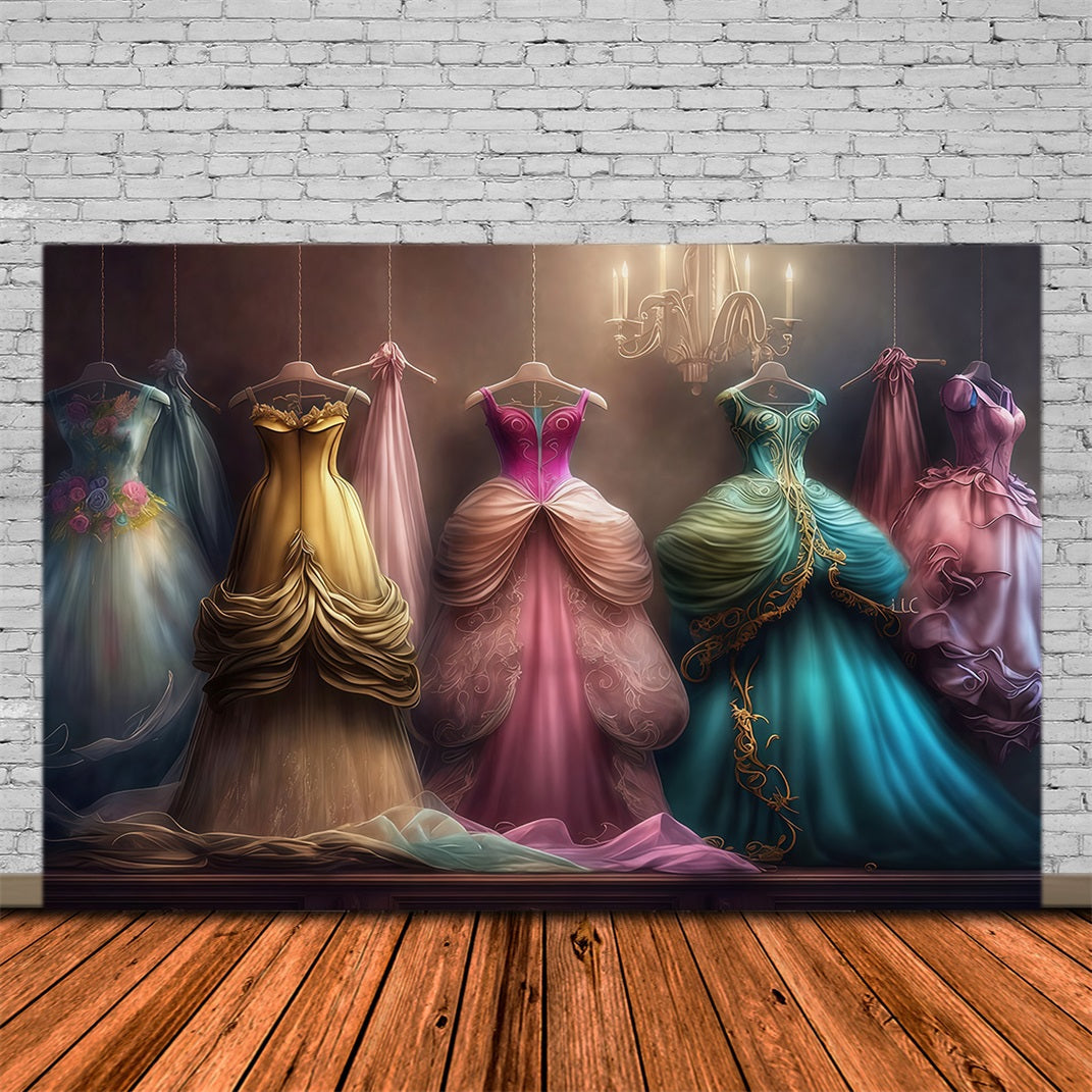 Fond vintage Robes de princesse Placard élégant Fond rétro MRR10-58
