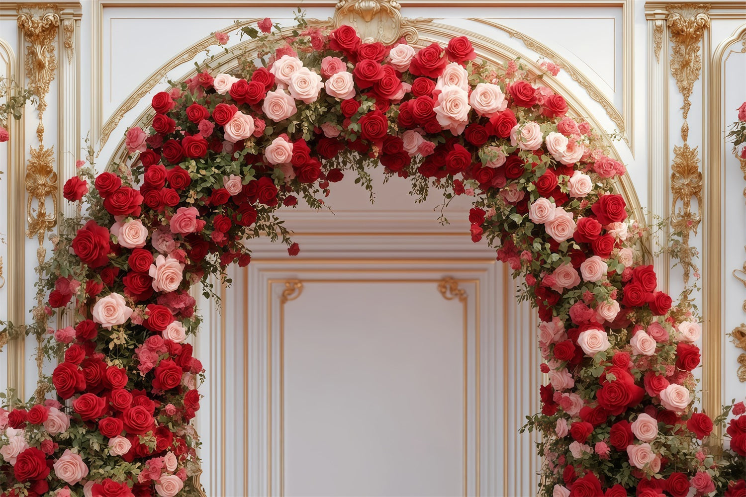 Fond photo Saint-Valentin Arche florale luxueuse avec roses Fonds Saint-Valentin MRR11-100