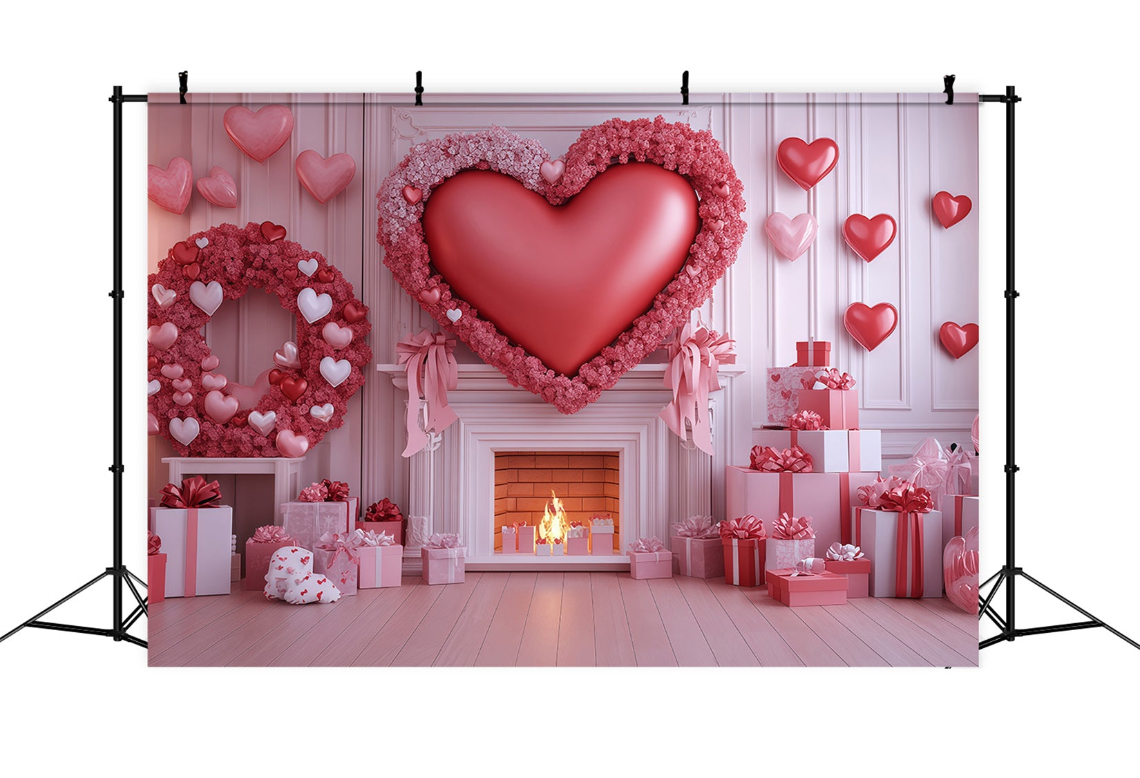 Fond Saint-Valentin Cœurs Cœur rose cadeau Cheminée Fond Saint-Valentin MRR11-101
