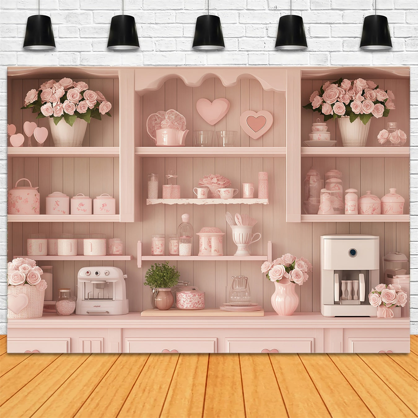 Fond pour la Saint-Valentin Cœur pastel Cuisine confortable Fond photo pour la Saint-Valentin MRR11-106
