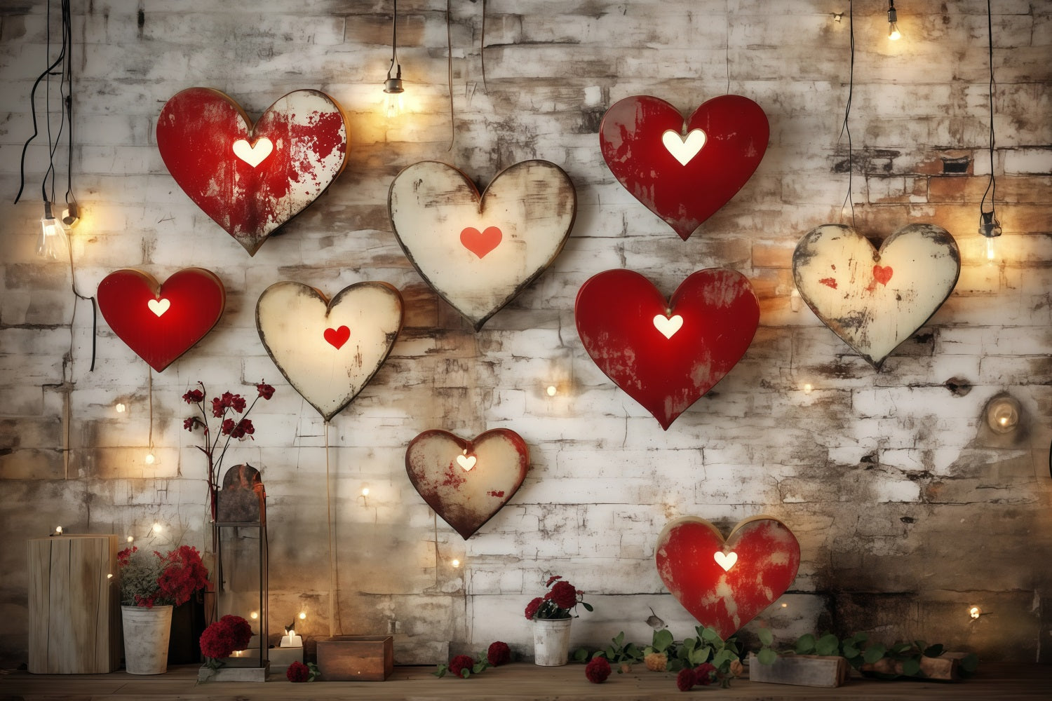 Fond pour la Saint-Valentin Cœurs Fond rustique en métal Cœur mural Fonds pour la Saint-Valentin MRR11-108