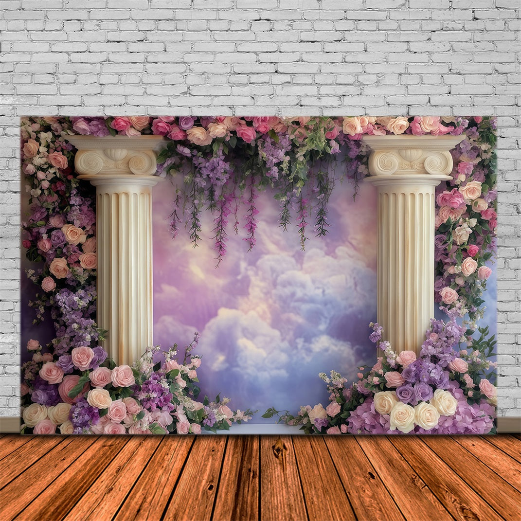Fond photo pour la Saint-Valentin Colonne florale romantique Arche Fonds pour la Saint-Valentin MRR11-109