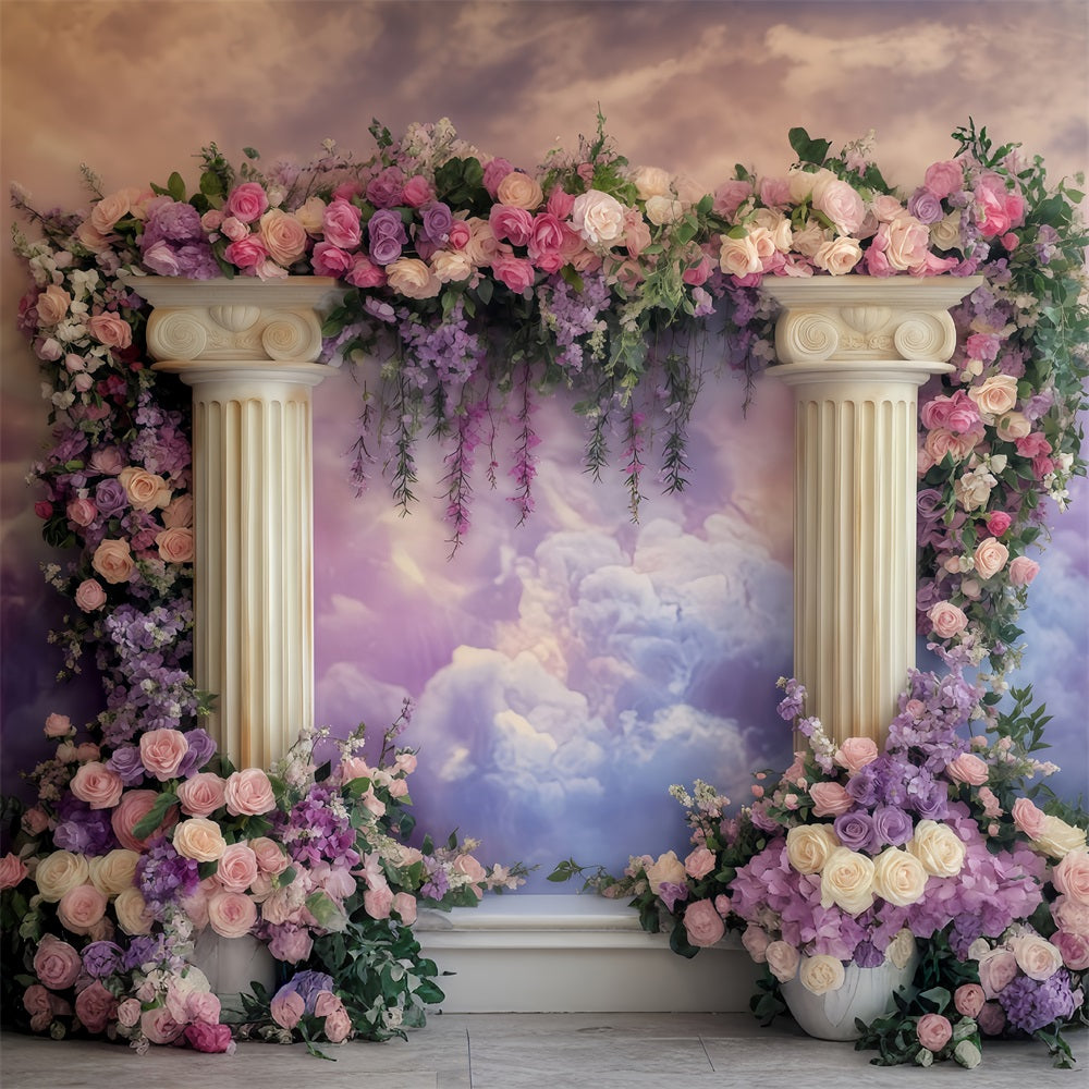 Fond photo pour la Saint-Valentin Colonne florale romantique Arche Fonds pour la Saint-Valentin MRR11-109