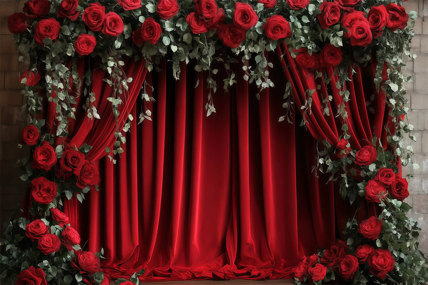 Toile de fond pour photos de Saint-Valentin Rideau rouge Fleurs Toile de fond pour la Saint-Valentin MRR11-112