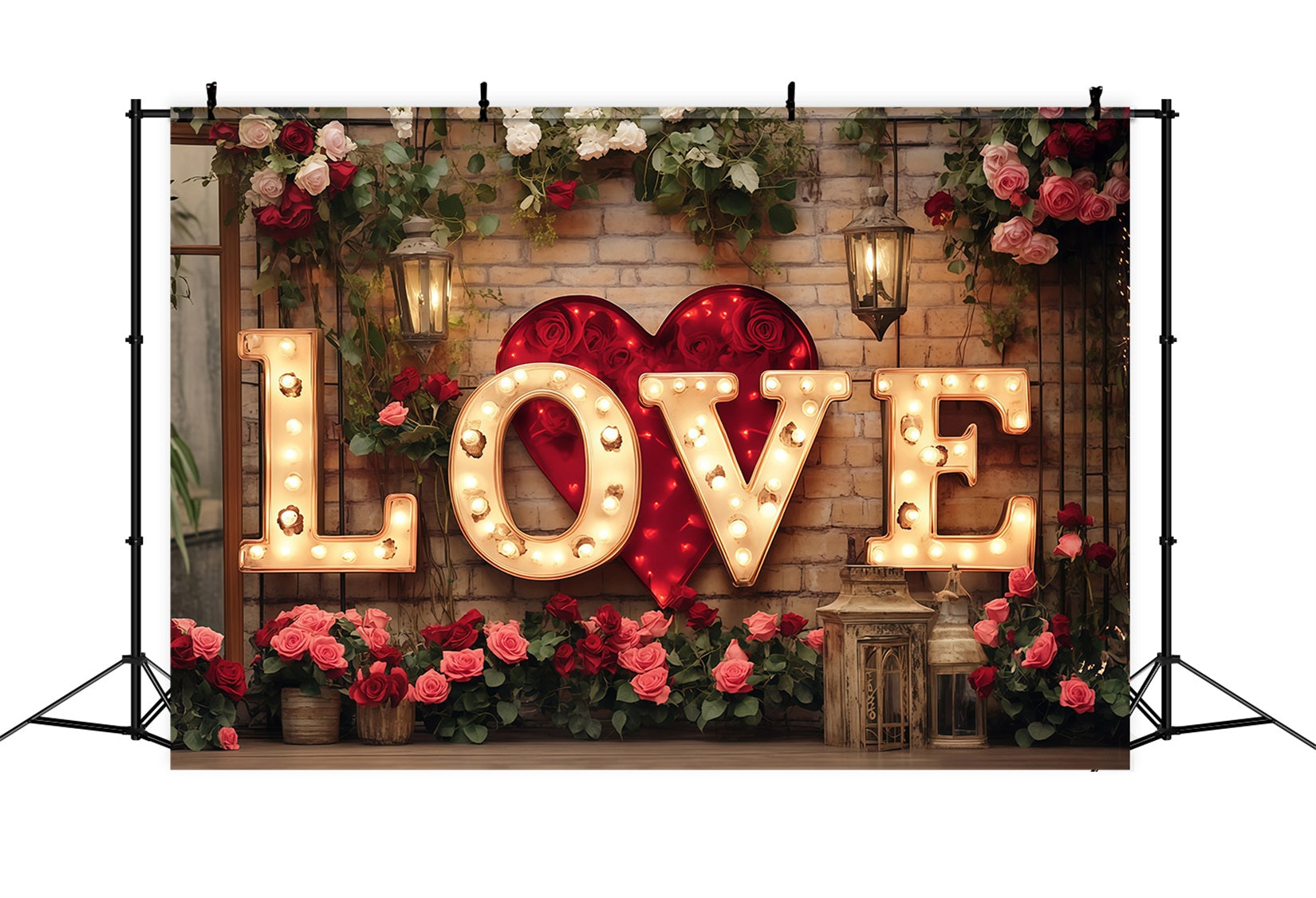 Fond pour la Saint-Valentin Paillettes, lumière, fleurs Fond pour la Saint-Valentin MRR11-119