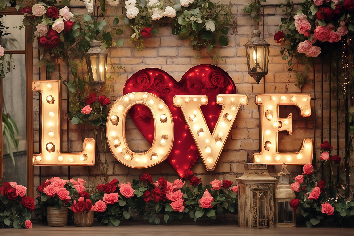 Fond pour la Saint-Valentin Paillettes, lumière, fleurs Fond pour la Saint-Valentin MRR11-119