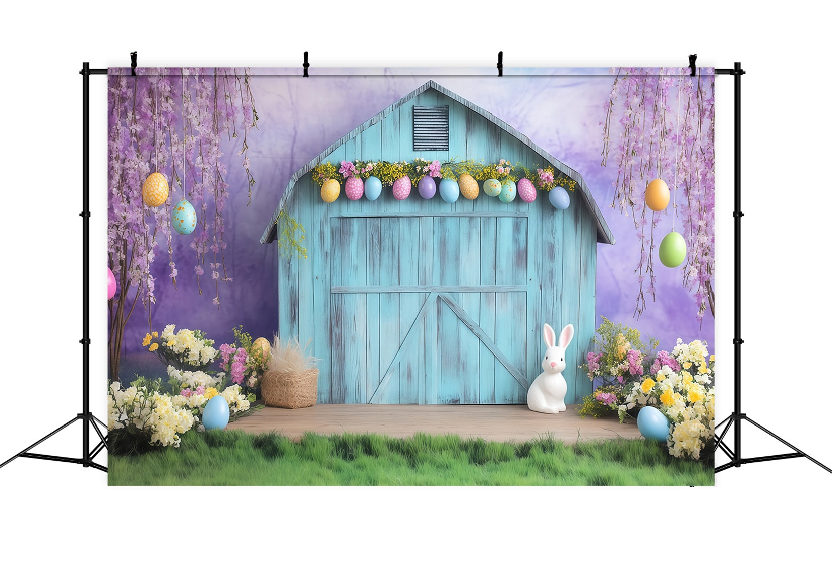 Idées de toiles de fond de Pâques Décoration printemps Fleurs de grange Toile de fond lapin MRR11-74