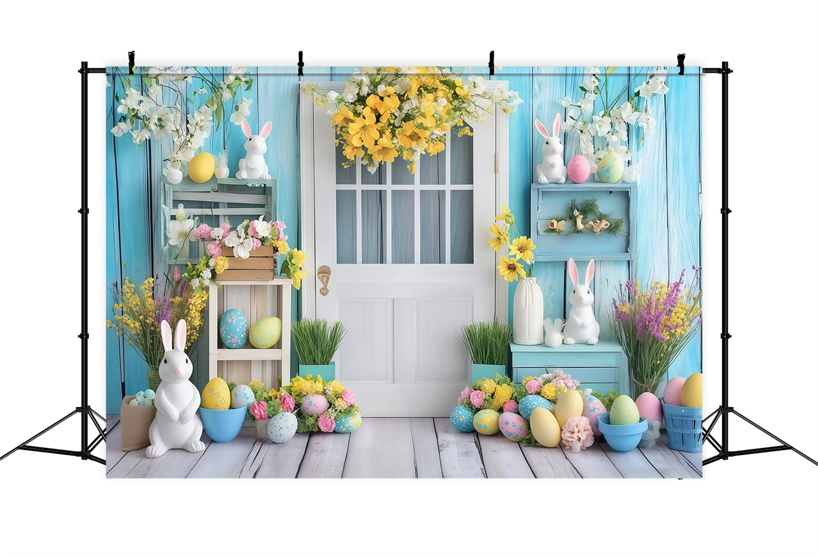 Fonds photographiques de Pâques Porte vintage Fond floral pour œufs de Pâques MRR11-90
