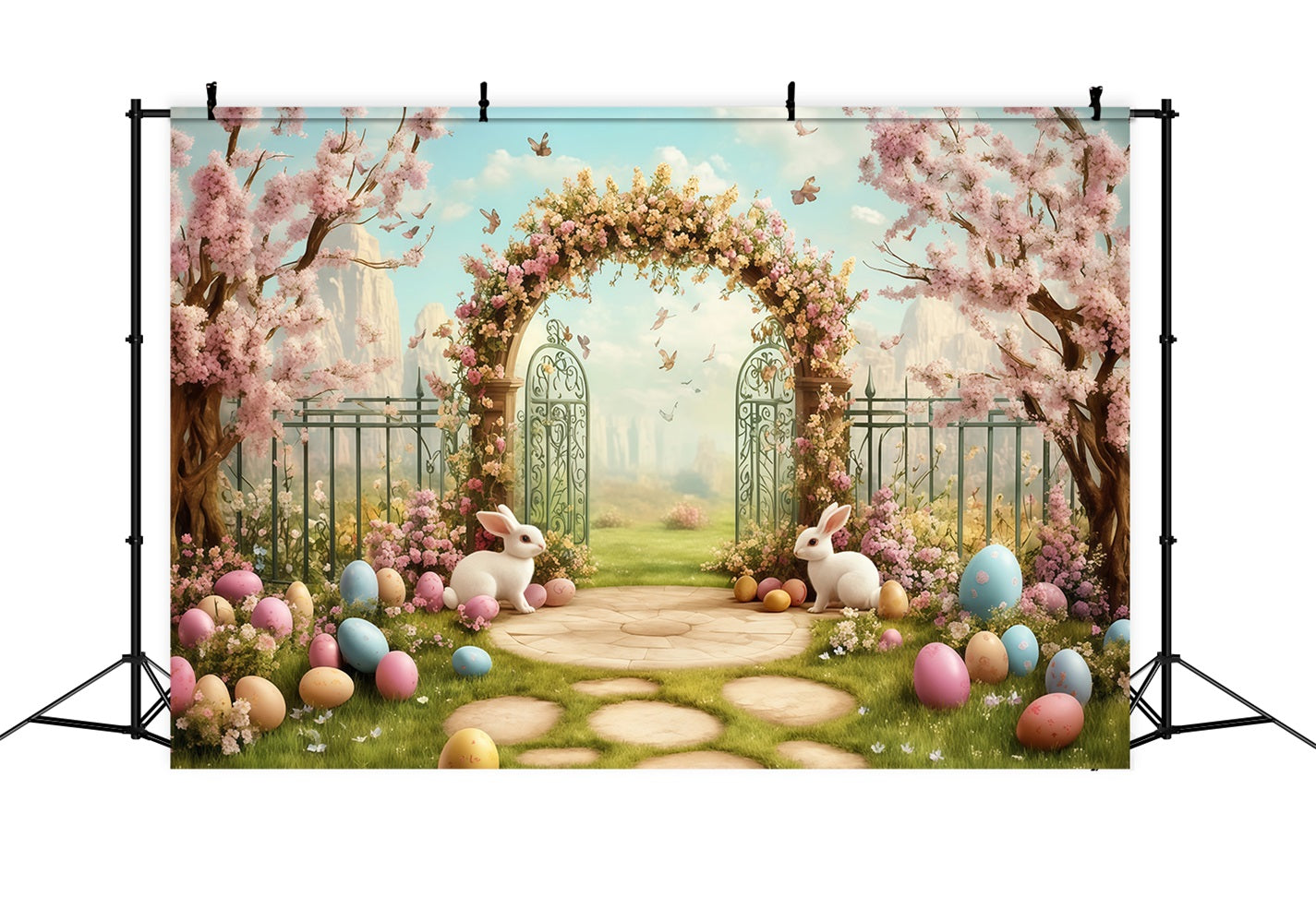 Idées de fonds photo de Pâques Entrée lapin floral menthe Fond de Pâques MRR11-93