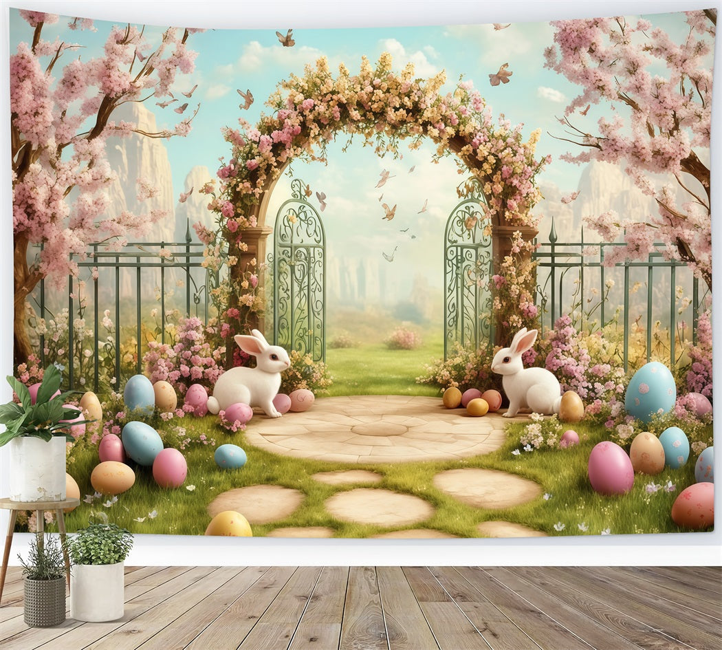 Idées de fonds photo de Pâques Entrée lapin floral menthe Fond de Pâques MRR11-93