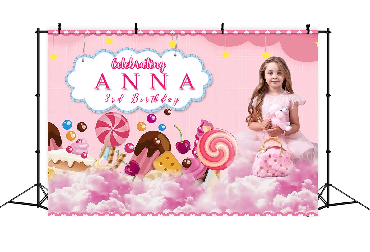 Toile de fond Anniversaire Personnalisable Royaume Bonbons MRR3-15