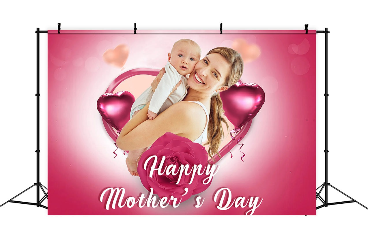 Toile de fond Fête des Mères Ballons Cœur Rose Amour Personnalisée MRR3-47