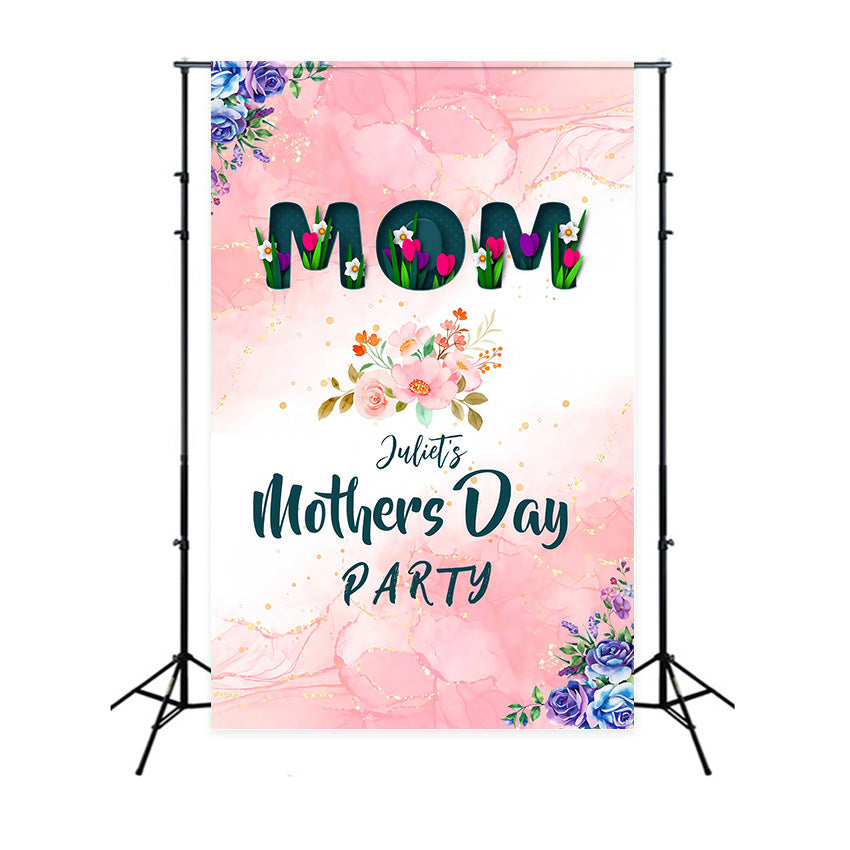 Toile de fond Fête des Mères Fleurs Roses Pastel Personnalisée MRR3-73