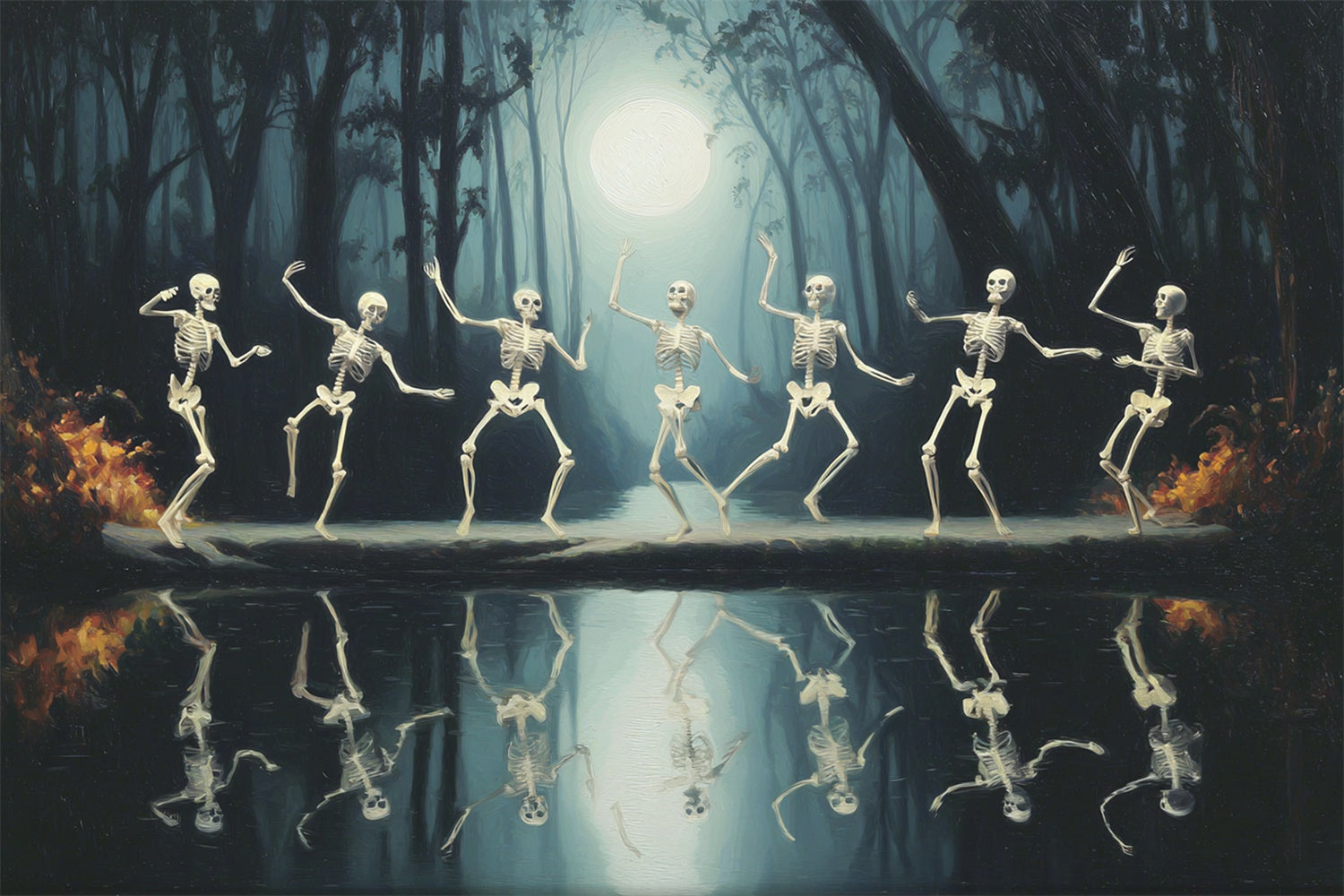 Toile de fond Photo Halloween Danse de Squelettes au Clair de Lune MRR7-21