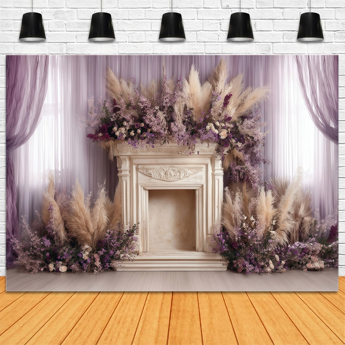 Toile de fond bohème Grâce Cheminée Floraison MRR7-270