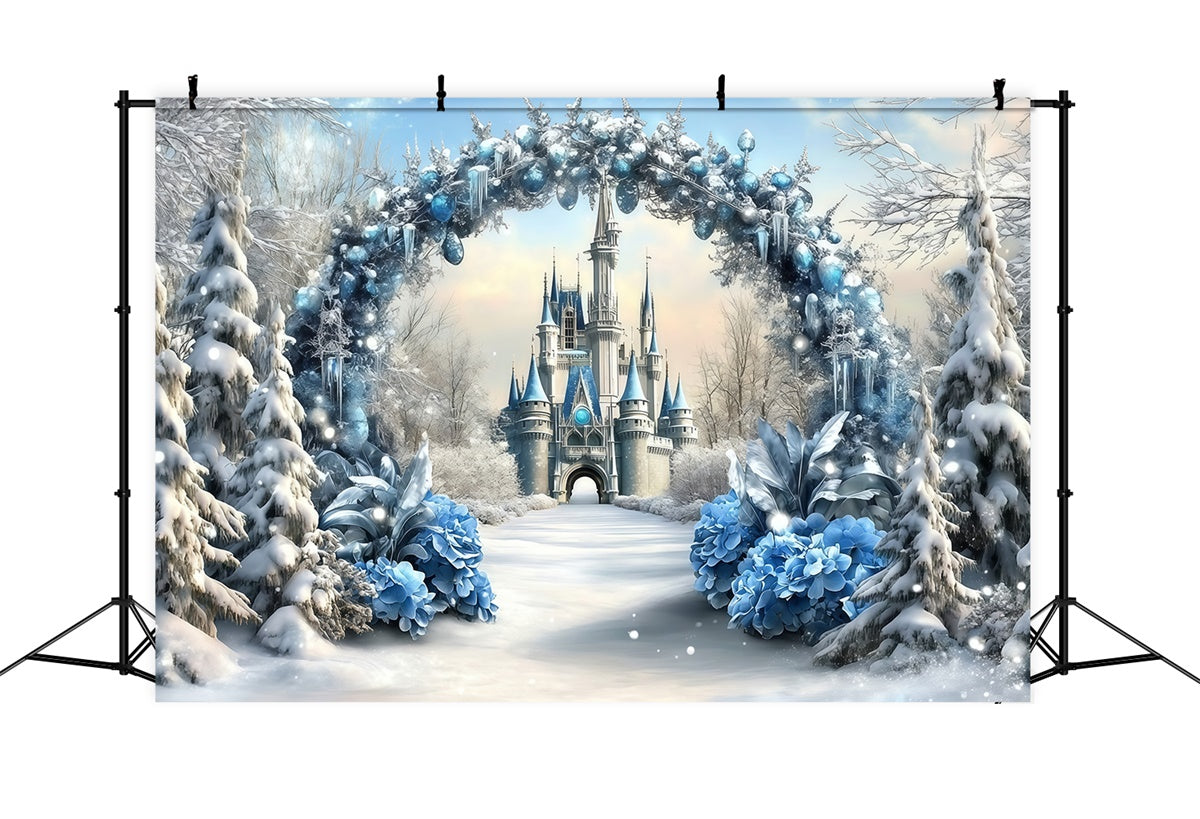 Toile de fond Noël Château de Cristal Hivernal MRR7-69