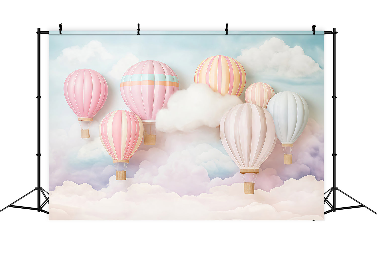 Toile de fond Ciel Nuages Pastel Montgolfières Enfants MRR9-51