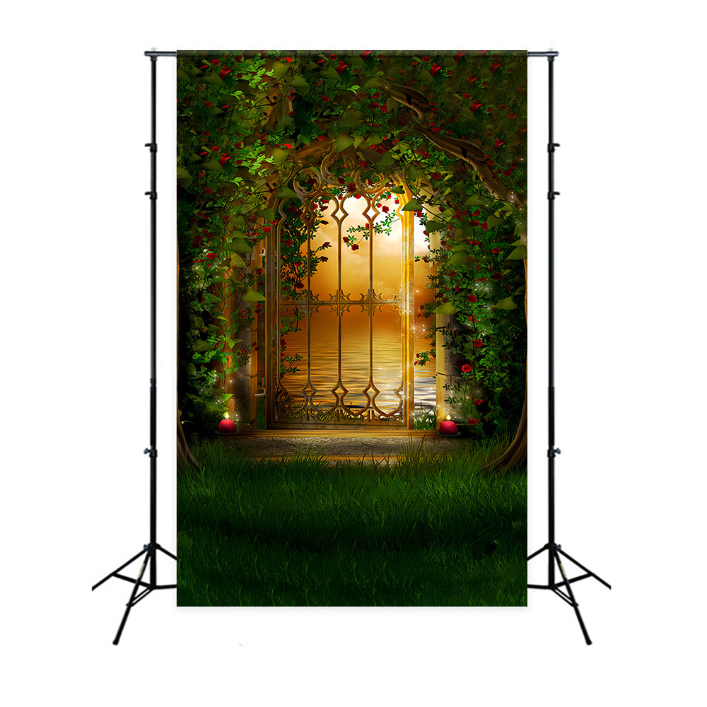 Verdure Rose Entourage Porte Métallique Vintage Toile de fond RR3-01