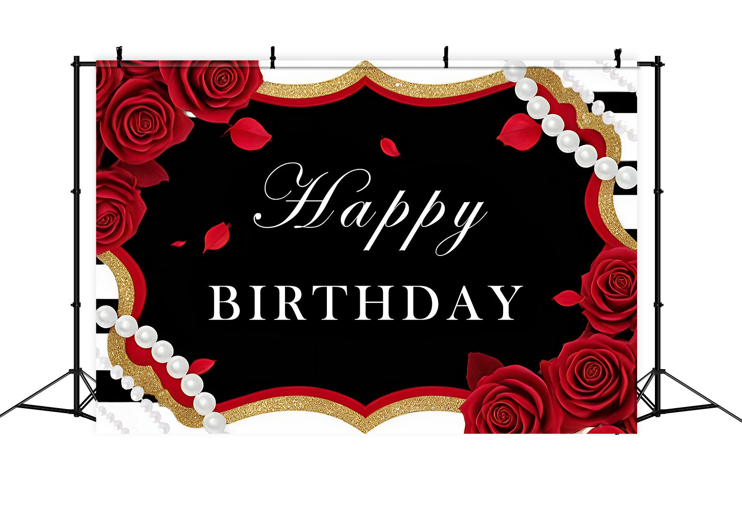 Fond Anniversaire Personnalisé Romantique Perle et Pétales de Roses RR1-1