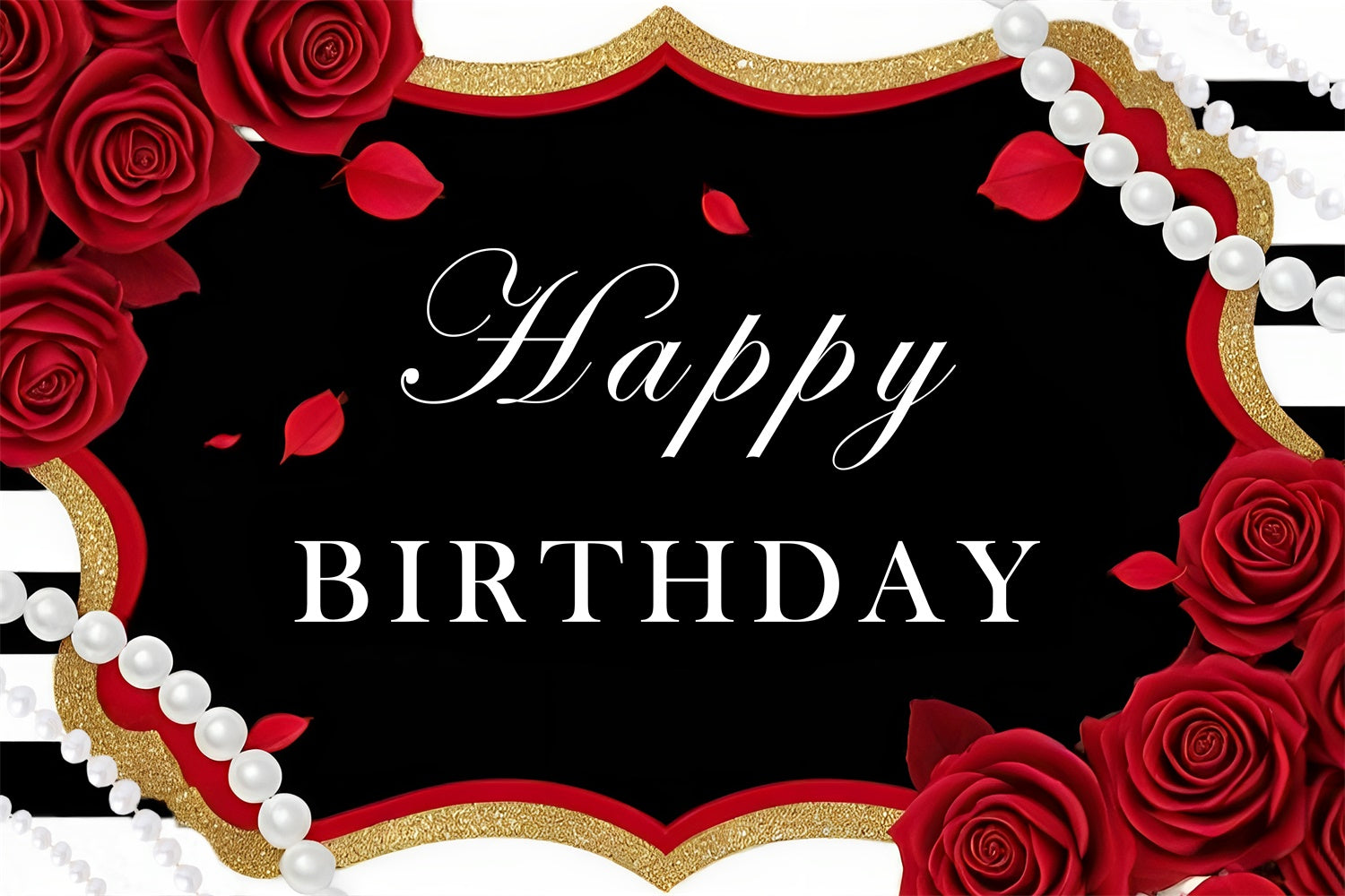 Fond Anniversaire Personnalisé Romantique Perle et Pétales de Roses RR1-1